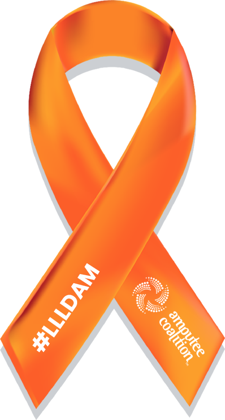 Full-sized orange ribbon for #LLLDAM by the Amputee Coalition.